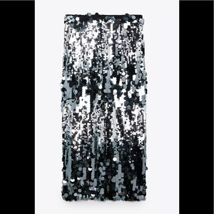 NWT ZARA SEQUIN MIDI-SKIRT